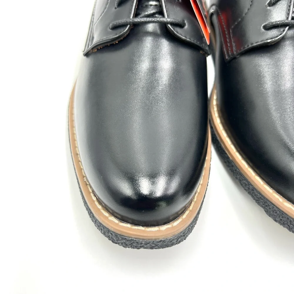 Deer Stags Boys Size‎ 3.5 Black Faux Vegan Leather Oxford Derby Dress Shoes